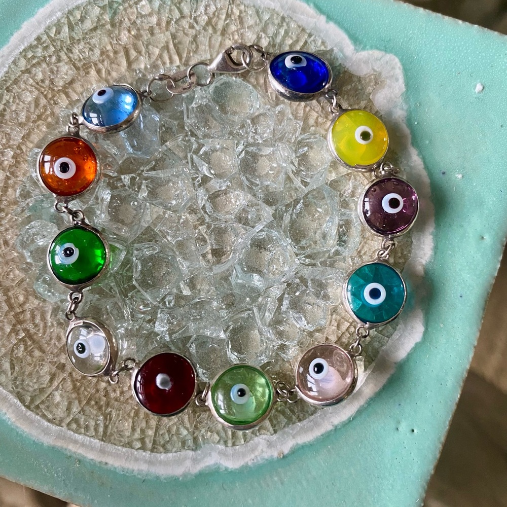 Colorful Evil Eye Sterling Bracelet